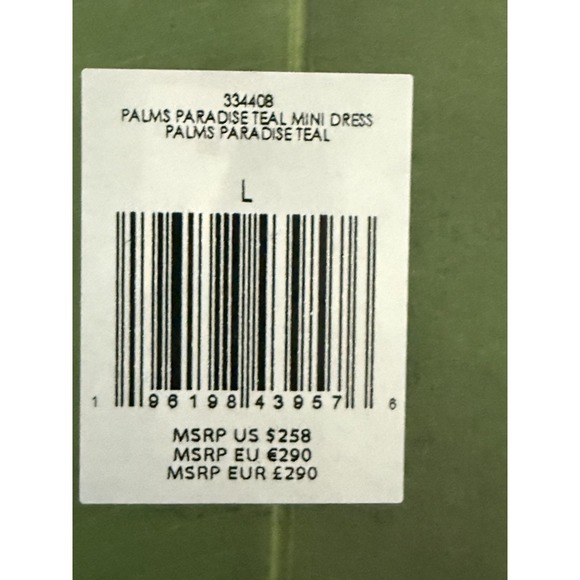 NEW, Farm Rio Palms Paradise Long Sleeve Wrap Minidress  Dress Blue L Large - Picture 6 of 16